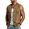 Chaleco de Gamuza Estilo Western Europeo Americano Amazon para Hombre Verano Cuello de Béisbol Sin Mangas Chaleco de Caza Transfronterizo