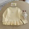 Ropa Infantil FHW Principios de Otoño Cuello Redondo Dobladillo Patchwork Capa Interior Top Bebé Elegante Casual Manga Larga Camisa Base