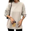 Amazon Europa América Comercio Electrónico Transfronterizo 2026 Otoño Invierno Nuevo Color Sólido Cuello Medio Alto Holgado Manga Larga Camiseta Superior Mujer