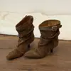2026 Novo Estilo Coreano Casual Retro Fashionável Confortável Emagrecedor Versátil Plissado Empilhado Botas Femininas Cool Americano Botas Curtas