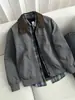 Chaqueta retro americana Detroit, chaqueta de béisbol de ajuste limpio para hombre para primavera/otoño con cuello alto, prenda exterior de lona lavada tipo workwear