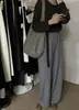 Pantalones de Punto Anchos para Mujer Otoño/Invierno 2026 con Cordón Cintura Alta, Pantalones Casuales Sueltos Cómodos y Versátiles para el Uso Diario