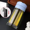 Taza de Separación de Agua y Té de Doble Capa de Vidrio para Hombres con Filtro Taza de Té Creativa Portátil para el Hogar Barrera de Agua Transparente