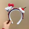 Faixa de Cabeça de Pelúcia Gatinho Estampa de Leopardo para Lavar o Rosto e Maquiagem Feminina Pelo de Coelho Kt Gato Faixa de Cabeça Fofa Desenho Animado Laço
