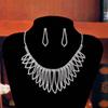 Moda estilo europeu e americano transfronteiriço novas joias metal diamante casamento noiva conjunto de joias duas peças colar brincos