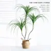 Planta Verde Artificial de Lujo Ligero Flor Artificial Madera Milenaria Maceta de Interior Árbol de Sangre de Dragón Adornos Decorativos para Sala de Estar Suelo