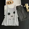 Dulce y elegante conjunto de pijama de camisola de modal de princesa para niñas, ropa de casa de verano para niñas pequeñas y niños mayores