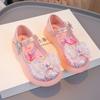 2026 Nuevos Zapatos de Princesa Elsa para Niñas Cristal Primavera y Otoño Suela Suave Zapatos Individuales Elegantes Zapatos de Cuero con Luces para Niñas Pequeñas