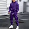 Conjunto Masculino Outono 2026 Casual Esportivo Moletom Liso Masculino Conjunto de Duas Peças Moletom Solto Roupa Masculina