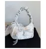 Bolso de Media Luna Plegado Estilo Coreano para Mujer 2025 Nuevo Modelo Bolso de Mano con Lazo de Perlas Bolso Cruzado de Moda Versátil Bolso para el Día a Día