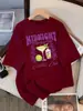Camiseta de Diseño Club de Cócteles Margarita de Medianoche Cuello Redondo Holgada Manga Corta Moda Algodón Superior Casual Verano Mujer