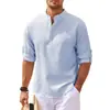 Camisa de Manga Larga con Cuello Alto de Botones a Cuadros de Piña para Hombre Europea y Americana 2023 Camisa Casual para Hombre Venta al por Mayor