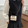 Mini Bolsa Pequena de Cor Pura para Mulheres 2025 Nova Moda Bolsa de Menina Corrente Transversal Bolsa de Batom Casual para o Dia a Dia