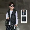 Chaleco de cuero para niño 2026 nuevo modelo, chaqueta estilo hip-hop street dance biker para niño, chaleco exterior elegante estilo coreano para niños