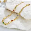Pulsera de circonita pequeña de color de personalidad simple europea y americana, diseño de moda para mujer, sentido, adornos de mano de acero de titanio, no se desvanece, venta al por mayor, comodín