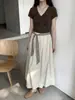 Ropa Nueva de Verano para Mujer con Diseño Coreano, de Cintura Alta, Cintura Elástica, Falda Floral Versátil