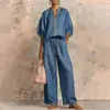 Ropa de mujer transfronteriza europea y americana 2026, nuevo conjunto de moda casual de otoño, conjunto de pantalones rectos de color liso holgados con cremallera