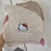 Cachecol Tricotado Bordado Sanrio Hello Kitty Outono e Inverno Engrossado Quente Lã Grossa Pescoço Fofo Estudante