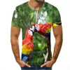 Primavera y Otoño Nuevas Hojas de Plantas Transfronterizo Digital Impresión 3D Camiseta de Manga Corta para Hombre Adolescentes Casual Estudiante Masculino Moderno