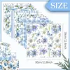 Papel para Diário Azul Novo, 24 Folhas, Tamanho Grande, Design Floral de Hortênsia, 30X30cm, Papel Material Rosa para Colagem de Festa