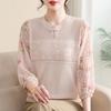 Top para Mamá Nueva Mujer Puntada Estilizada Talla Grande Mediana Edad y Mayor Camisa Pequeña Elegante Manga Siete Ropa para Mujer 40-60 Años