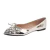 Zapatos de tacón de punta fina con pedrería de perlas artificiales estilo francés para mujer Tallas grandes Zapatos de mujer Lazo Suela suave Zapatos planos cómodos Zapatos sin cordones para mujer