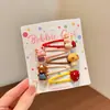 Pinzas para el pelo de niños de colores dulces, estilo japonés y coreano, con flores de dibujos animados de colores, pinzas para flequillo lateral para niñas y pasadores para bebés, accesorios para el pelo