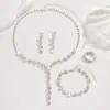 Amazon Fashion Colar Brincos Pulseira de Strass de Cristal Conjunto de Três Peças Acessórios de Joias Joias de Casamento para Noivas