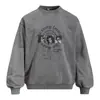 Sudadera con Capucha Vintage Estampado de Retrato con Letras Creativas Ropa Urbana Americana Holgada Lavada Tie-Dye Cuello Redondo Otoño