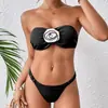 Nuevo Bikini Sexy de Tres Puntos Dividido Europeo y Americano Traje de Baño de Dos Piezas Transfronterizo con Encaje Floral de Amarre
