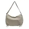 Bolso bandolera de nailon liso de color sólido simple con diseño de cordón plisado, bolso nube, ligero y versátil para el día a día, bolso dumpling de hombro para ir al trabajo