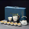Lujo Ligero de Gama Alta Horno Ru Juego de Té Kung Fu para el Hogar Cerámica China Tetera Taza de Té Bandeja de Té Pequeña Juego de Regalo