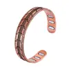 Set Popular Transfronterizo de Pulsera y Anillo Magnéticos, Diseño Floral Retro Europeo y Americano, Acabado Cepillado de Cobre Rojo Antiguo, Joyería de Estilo Vintage para Parejas