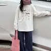 Outono de 2026 Estilo Casual Coreano Estampado Manga Longa Calça de Perna Larga Conjunto Feminino Emagrecedor Solto Fashionável Conjunto de Duas Peças