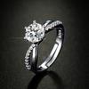 Anillo de Diamante de Simulación Transfronterizo de Ocho Corazones Ocho Flechas Anillo de Boda de 1 quilate con Brazo Torcido para Mujer Anillo Elegante Chapado en Platino