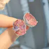 Collar Colgante de Aguamarina Paraíba Huevo de Paloma de Gama Alta Aretes de Diamante de Alto Carbono Anillo de Diamante Rosa Juego de Joyas para Mujer