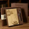 Cuaderno con Patrón de Bambú Imitación Superficie de Cuero Suave Diario Literario Estilo Chino Bloc de Notas de Negocios Engrosado Logotipo Personalizado Impreso