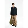 Brushka Básico Tendencia Retro Americano Cuello Henry Sudadera Pullover Camisa Base Holgada para Hombre 3098