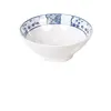 Bol para fideos de melamina A8, color azul nostálgico y blanco, de porcelana, diseñado específicamente para restaurantes de fideos, adecuado para servir hot pot picante, fideos en caldo y uso comercial, también ideal para los tazones de fideos de res de Lanzhou