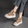 Shanghai Jiejie Otoño e Invierno Nuevo Top Alto Zapatos de Piel de Vaca con Cordones Delanteros Zapatos de Plataforma Casuales Combinables Zapatos de Mujer