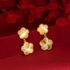 Conjunto de Flor de Ciruelo Super Flash de Lujo Ligero para Mujer Moda Transfronteriza Chapado en Oro para Mujer Pulsera Collar Aretes de Flor de Ciruelo Láser