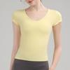 Roupa de Yoga Casual Nude Confortável, Camiseta Slim de Alta Qualidade para Mulheres, Top Esportivo de Verão de Secagem Rápida para Pilates e Alongamento