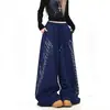 Calça de Moletom Esportiva Retro Americana com Strass Letra Unissex Cleanfit Resistente High Street Perna Larga Casuais de Casal Tendência