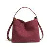 Bolso tejido de alta gama para mujer, bolso de ante mate para el hombro, bolso tote vintage, bolso de hombro casual, bolso cruzado