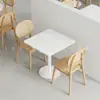 Mesa Redonda Pequena na Cor Creme para Uso Doméstico, Adequada para Apartamentos Pequenos, Mesa de Varanda, Mesa Redonda Minimalista Moderna, Mesa para Confeitaria, Cadeira de Madeira Maciça