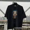 Camiseta de Manga Corta Holgada para Parejas de Ancianos Lavada Pesada con Estampado de Retratos Hip Hop Rap Estilo Americano Vintage Tendencia