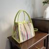 Set de Bolso Tejido a Mano a Rayas de Colores Nuevo Verano 2026 con Estilo Vintage, Bolso de Hombro y Bolso Cruzado Fresco y Sencillo