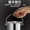 Balde de Aço Inoxidável Espessado com Tampa Articulada para Água com Açúcar, Balde de Gelo com Alça, Balde para Loja de Chá de Leite, Balde Doméstico para Bebidas Geladas, Bar