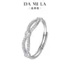 Anel de Prata de Lei S925 com Laço e Zircônia para Mulheres, Luxo Leve, Sensação Elegante e de Alto Padrão, Anel de Banda Fina Ajustável, Fornecimento Atacadista