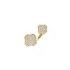 Anillo Abierto de Zirconia de Alta Gama con Forma de Flor de Cuatro Hojas Transfronterizo Ins Anillo para Dedo Índice Lujo Ligero Nicho Temperamento Joyería de Mano al por Mayor